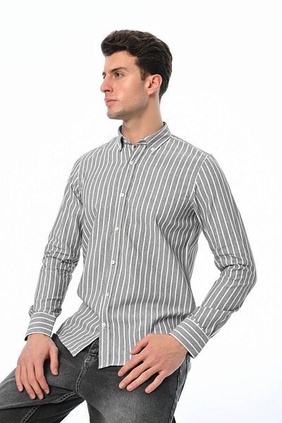 Piola Club Ανδρικό πουκάμισο Oxford ριγέ Slim Fit