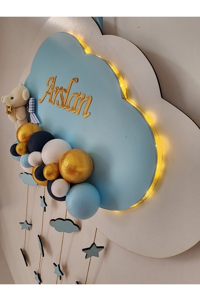 HD Different Ledli Bulut Kapı Süsü Işıklı Duvar Panosu