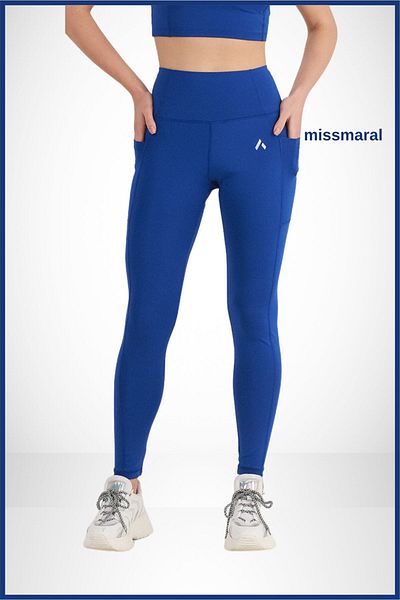missmaral Jambiere sport albastre Saks, cu talie înaltă, cu două buzunar, nuanțe 1057