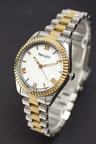 Ferrucci 3 ATM Su Geçirmez Yeni Sezon Fc.13016 Altın-Gümüş Renk Kadın Kol Saati