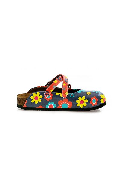 Mundos Navy Blue Floral Printed Slippers