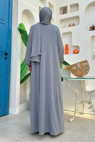 Bym Fashion Lace Detail Prayer Sprayer with Shawl Bym10 Gray