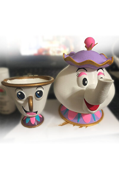 TuransoyCraft Disney Güzel ve Çirkin Mrs Potts ve Chip Boyalı Figür Güzel ve ...