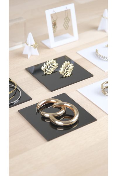 Kpleksi Square black plexi table 3 pieces jewelry stand organizer and photography