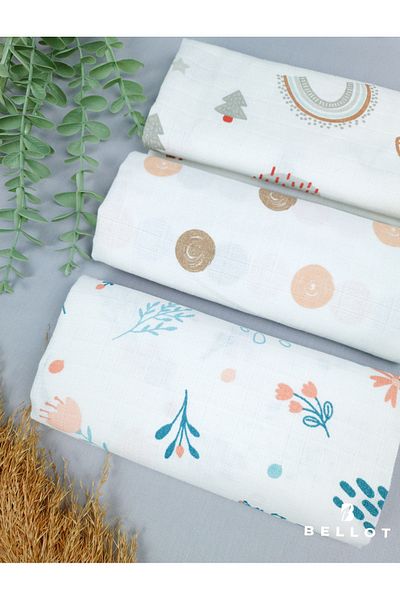 BELLOT Muslin Blanket Muslin Cover 80*80 Cm Muslin Cloth Organic Muslin Set of 3 Blankets