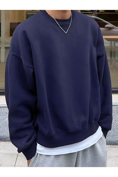 GENIUS STORE Ανδρικό φούτερ με στρογγυλή λαιμόκοψη Oversize Basic-sweatshirt