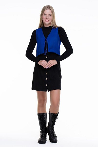 Eliş Şile Bezi Sleeveless Necla Flannel - Short Autumn and Winter Vest