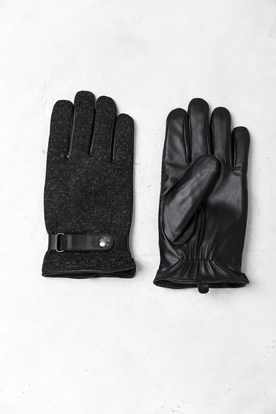 mrcans Men's Black Melted Windproof Leather Gloves