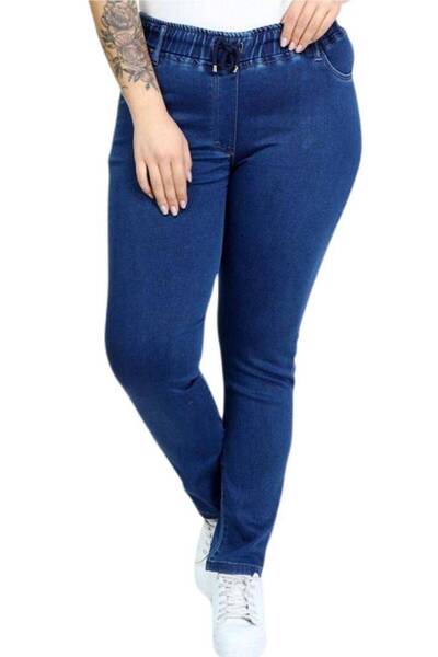 Hanezza Büyük Beden Beli Lastikli Slim Fit Kot Pantolon