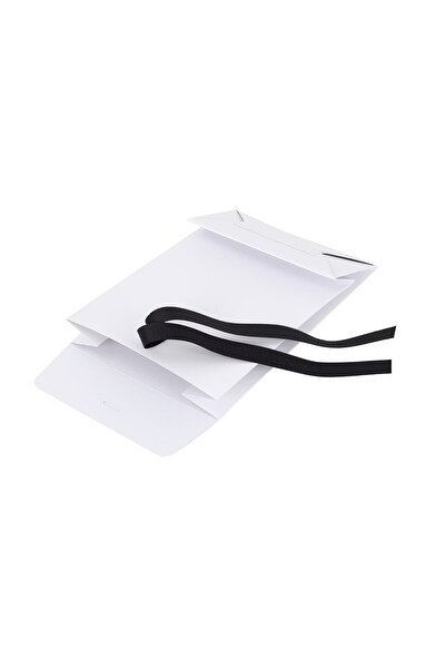 Milim Matbaa 10 Adet Beyaz Hediye Zarfı 15x21x7 Cm Siyah Kurdeleli