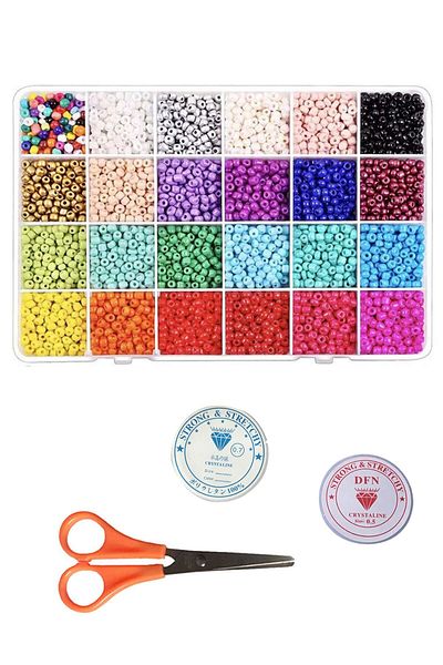 Hobimos Necklace Bracelet Jewelry Making Set With 480G Beads In 24 Compartments Organizer Box