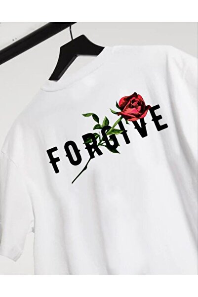 Vordevia Oprosti Štampano Bela Oversize kroj Majica