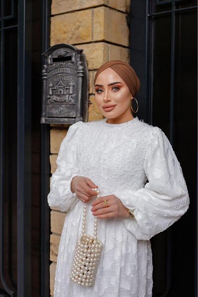 PİNK FLY Embroidery Lace Patterned Scallop Long Women's Dress 1388