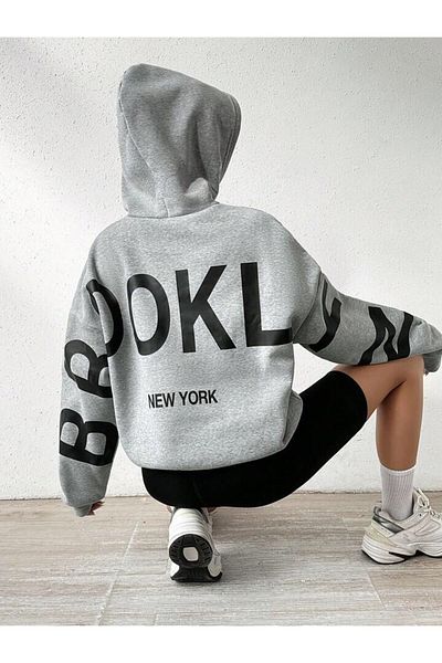 Machetta Μπλούζες με στάμπα Brooklyn Unisex Φούτερ με κουκούλα μεγάλου μεγέθους
