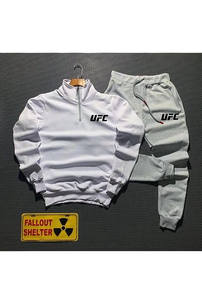 Pisa Art Unisex UFC Printed Half Zipper Sweatshirt Sweatpants Combination