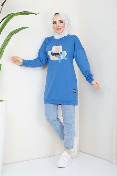 marwella Violet Hijab Tunic - Blue