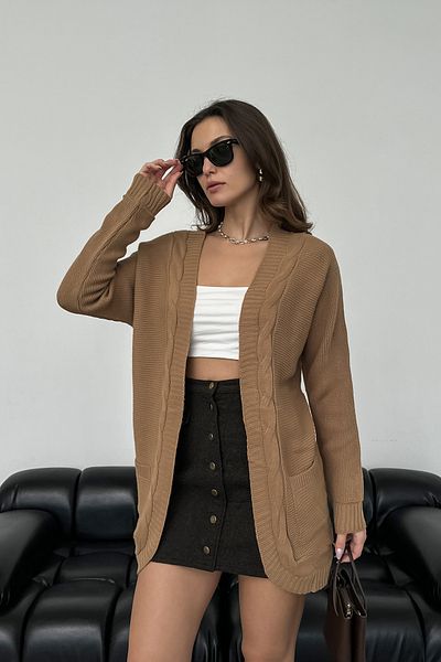 nosia fashion Πλεκτή ζακέτα με πλεκτά μαλλιά