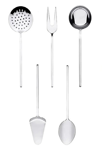 Umut 5 Pieces Ladle Colander Serving Utensils Serving Set Serving Tongs Set Steel