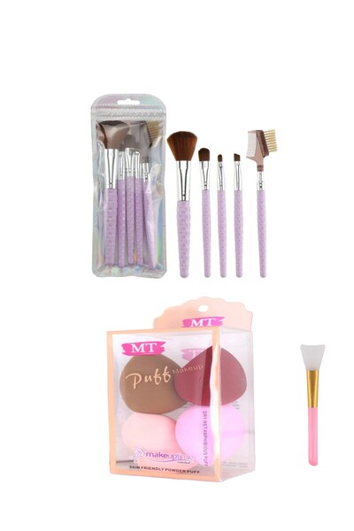 monalisatoka Kadın Profesional 5lİ Fırça Set 4lü Armut Sünger Silikon Maske S...