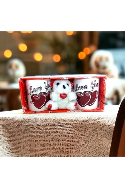 Se Promo Lover Plush Teddy Bear and Heart 2-Piece Mug Cup Gift Set - Valentine's Day
