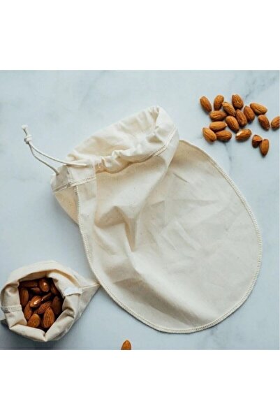 Emtory Home Bitkisel Süt Torbası Organik Yoğurt Süzme Kesesi Yıkanabilir Keten Kese Natural Tekstil Sütbezi