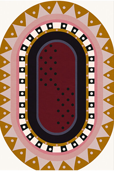 Rugs Modern Halı Mira 1118 Oval Geometrik Desenli Çok Renkli Dokuma Taban Halı