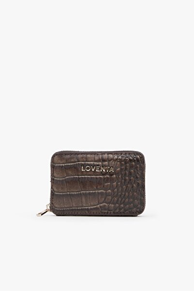 LOVENTA Genuine Leather Zippered Card Holder Wallet Blanca