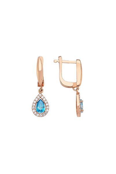 Rose Gümüş Aqua Damla Küpe