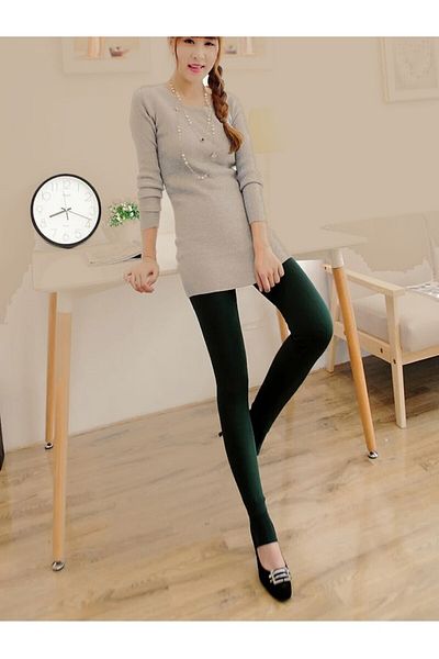 MİSTİRİK Ravena Model Wool Inside Warm Plush Underwear Corset Tights Socks Green Color