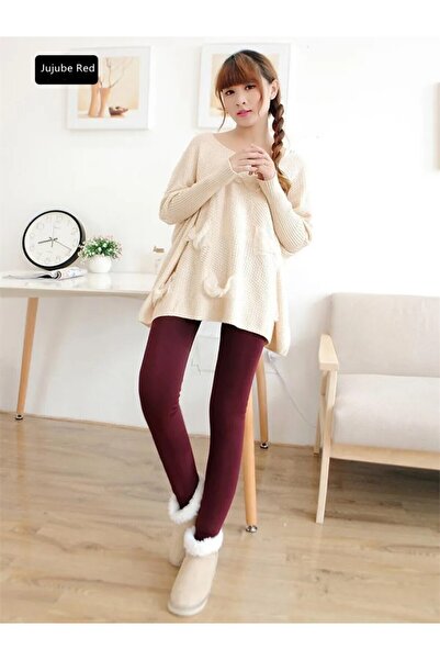 MİSTİRİK Ravena Model Thermal Harisnyanadrág belül plüss gyapjúval, melegen tartó bordó színű