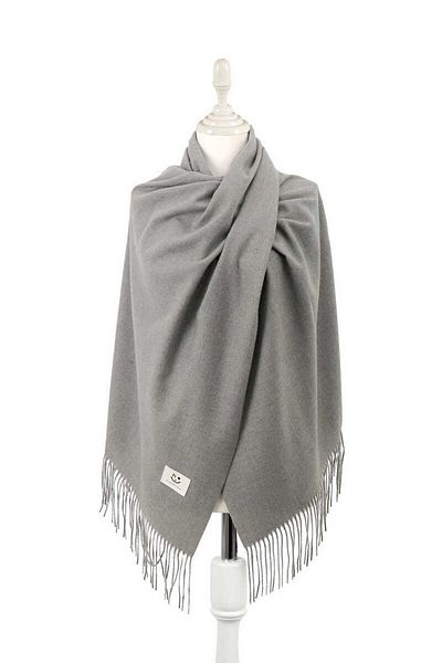 Bursa İpek Gray Solid Color Winter Shawl