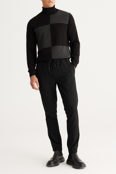 OKULCUBABA OB Muške crne Jogger pantalone - Sa likrom , vezani struk, bočna S...