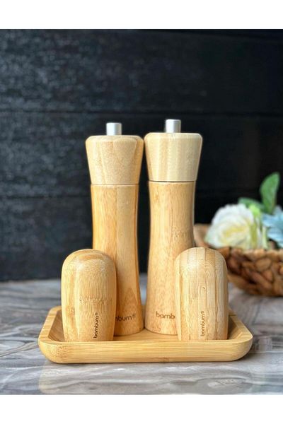 Bambum - Verdur Plate Salt and Pepper Shakers Mill Set 5 Pieces