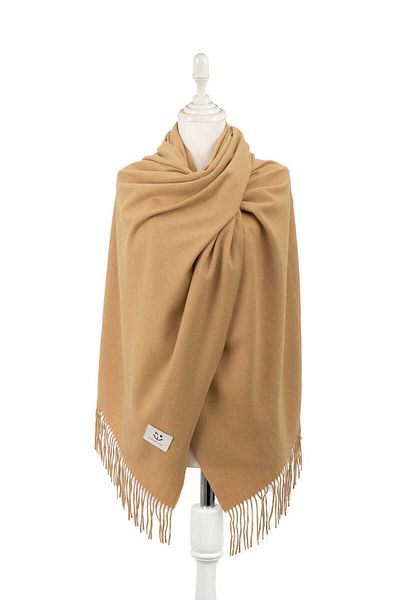 Bursa İpek Camel Solid Color Winter Shawl