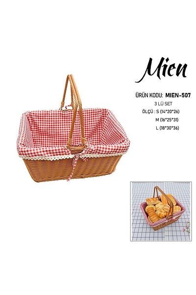 MİEN Mien Wicker - Set of 3 Square Baskets