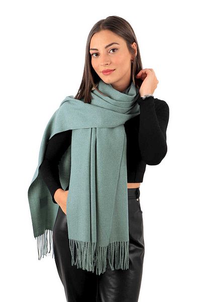 Bursa İpek Mint Solid Color Winter Shawl