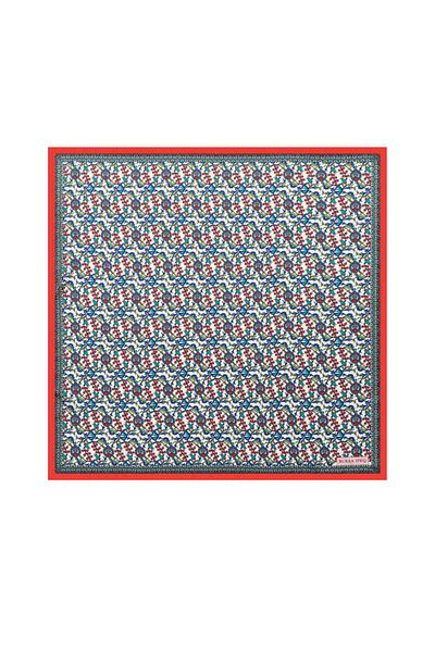 Bursa İpek Red Ivy Tulip Pattern Silky Handkerchief