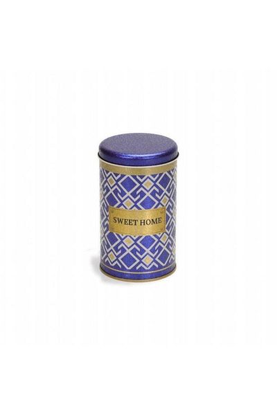 EVLE Ef075-18 Checkers Blue_swt Home Patterned Round Metal Storage Container 9 Cm