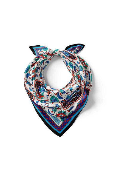 Bursa İpek Black Tile Pattern Silky Handkerchief