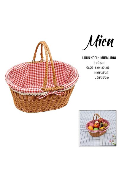 MİEN Mien Hasır 3lü Oval Sepet Set