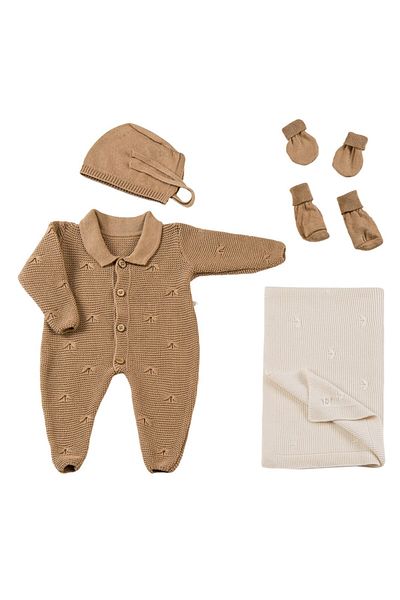 tinylamb Knitwear Newborn Brown Mini Set 5 Pieces| Premium Baby Set