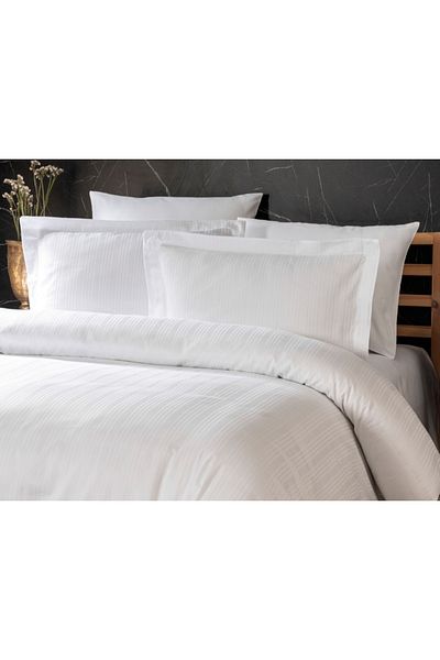 mevababy Set cuvertură dublă din satin de bumbac Ecosse Stripe - maro (6 bucăți)