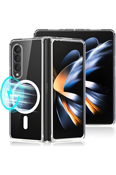 Samsung Galaxy Z Fold 5 Compatible Case Camera Protruding Clear Magsafe Wireless Charging Supported Cover