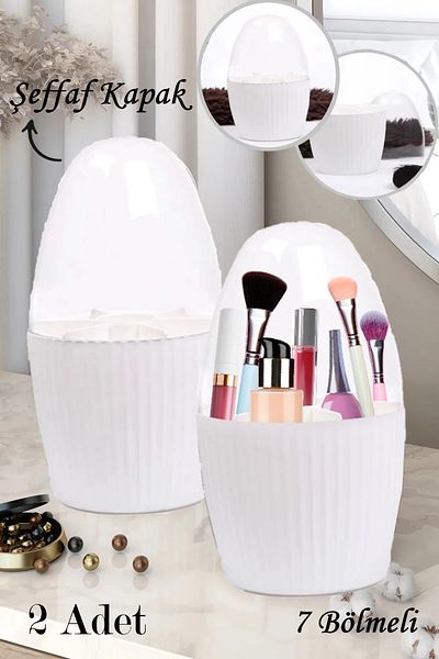 Bayev Set de 2 bucăți cu 7 compartimente pentru pensule de machiaj și organizator pentru cosmetice