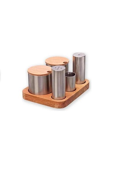 Kısmet 5-Piece Wooden Spice Bowl Salt Shakers Set - KBT133