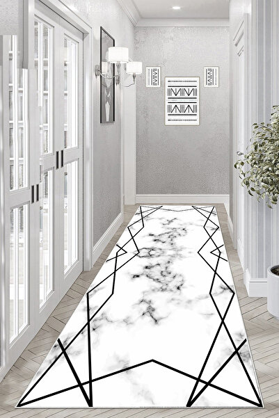 Halise Home Kaymaz Tabanlı Yıkanabilir Baskılı Halı Yolluk Mutfak Halısı