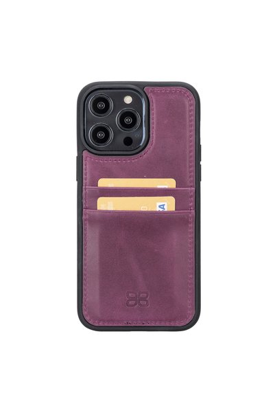 Bouletta Iphone 14 Pro Max Kartlıklı Deri Arka Kapak / Mor