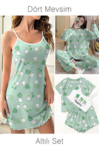 PEMBİŞ HOMEWEAR Set of Six Plants Supersoft Basic Single Jersey
