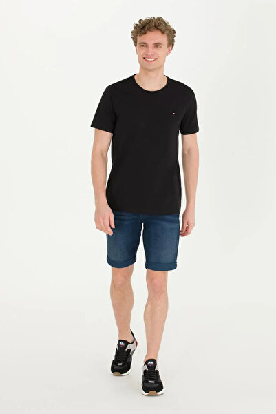 U.S. Polo Assn. Tricou negru Basic pentru bărbați cu decolteu rotund