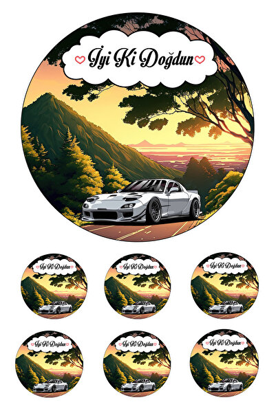 Pasta9 Yenilebilir Pasta Resmi Spor Araba Modeli 6-8-10 Kişilik Pastaya Uygun